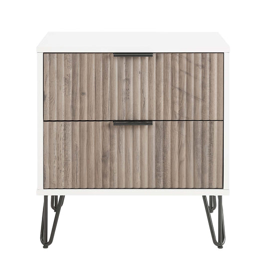 Manhattan Dumbo - Fluted 2-Drawer Nightstand With White Frame
