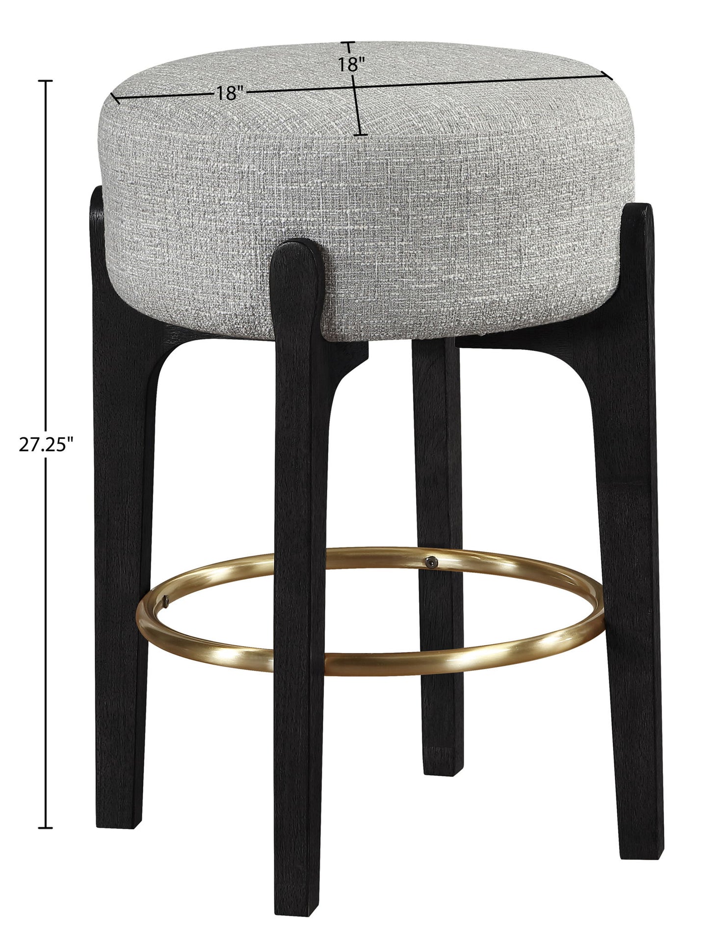 Torino - Backless Counter Stool With Brushed Black Base (Set of 2)