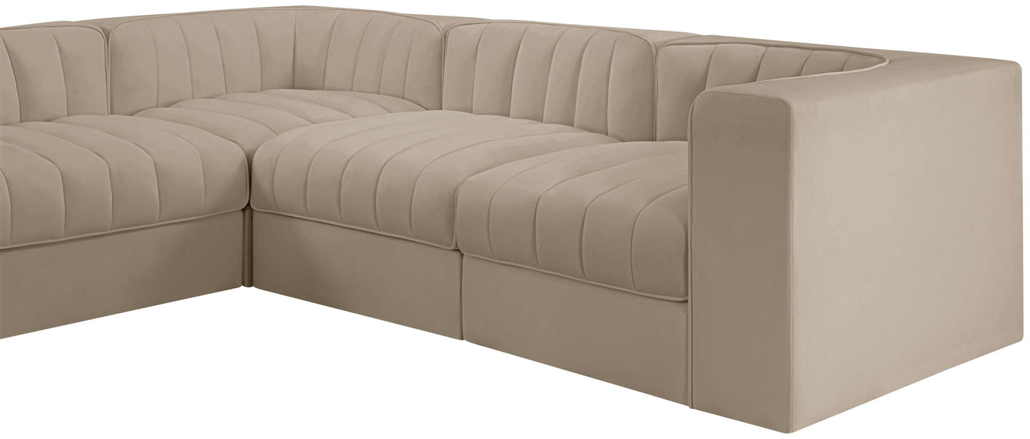 Rummi - Velvet Performance Fabric Upholstered 10 Piece Modular Sectional