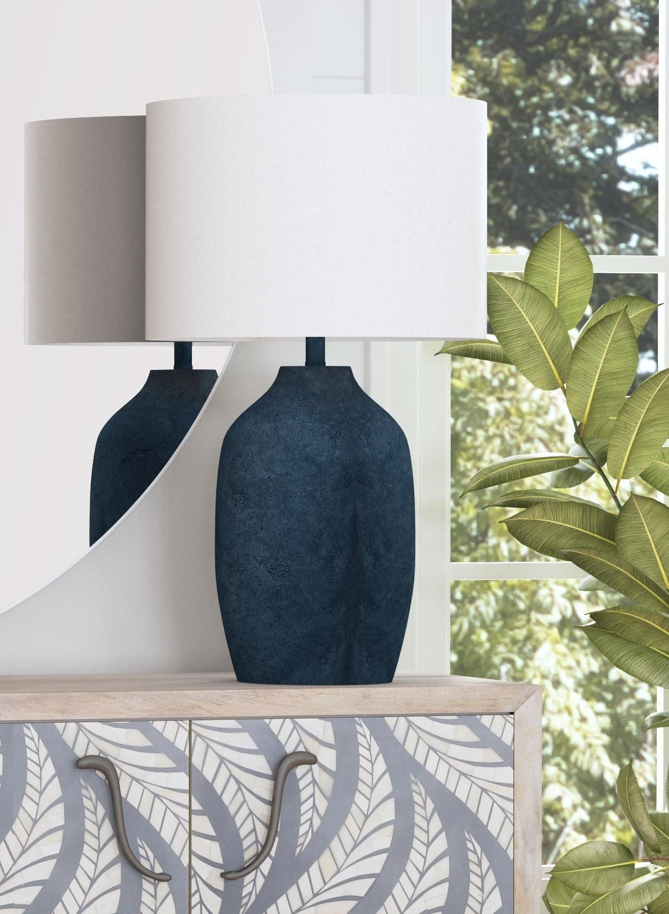Miranda - Table Lamp - Matte Blue / White