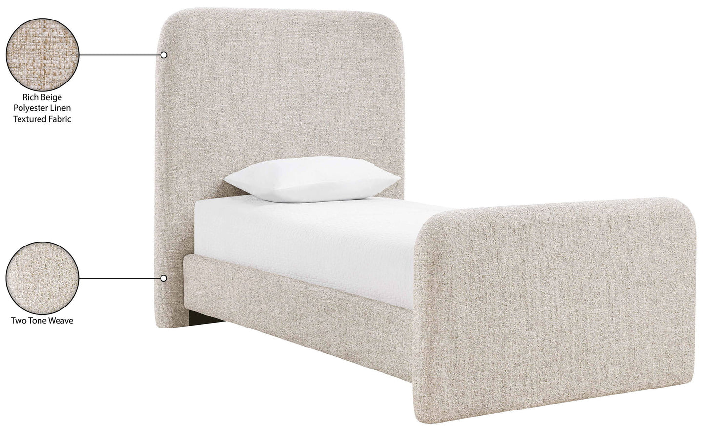 Fira - Linen Textured Fabric Upholstered Bed