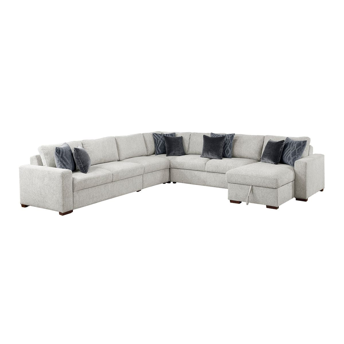 Isla 5-Piece Sectional with Convertible and Reversible Chaise, Hidden Storage, Click Motion Back