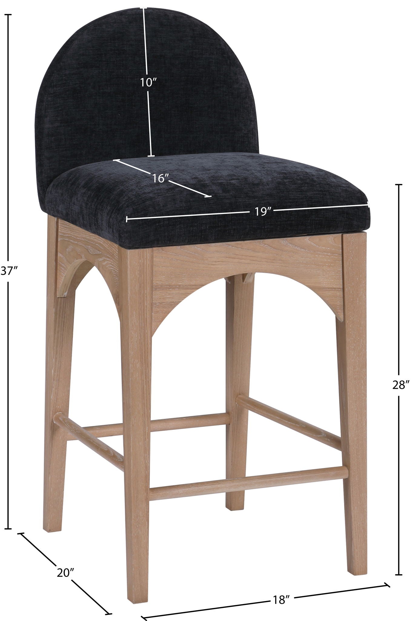 Waldorf - Chenille Stool With Natural Legs
