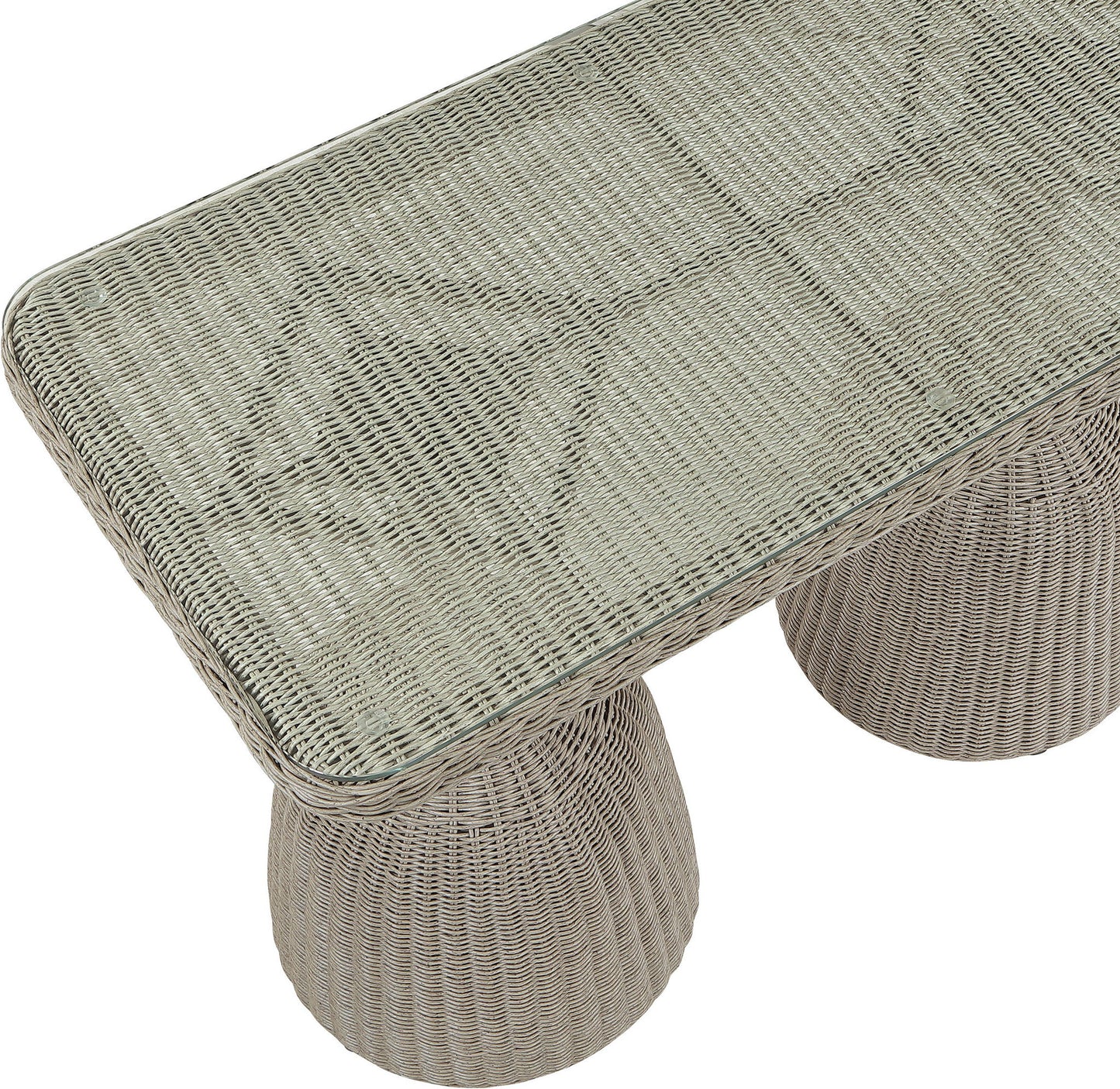 Seacrest - Tempered Glass Top And Wicker Outdoor Patio Bar Height Table
