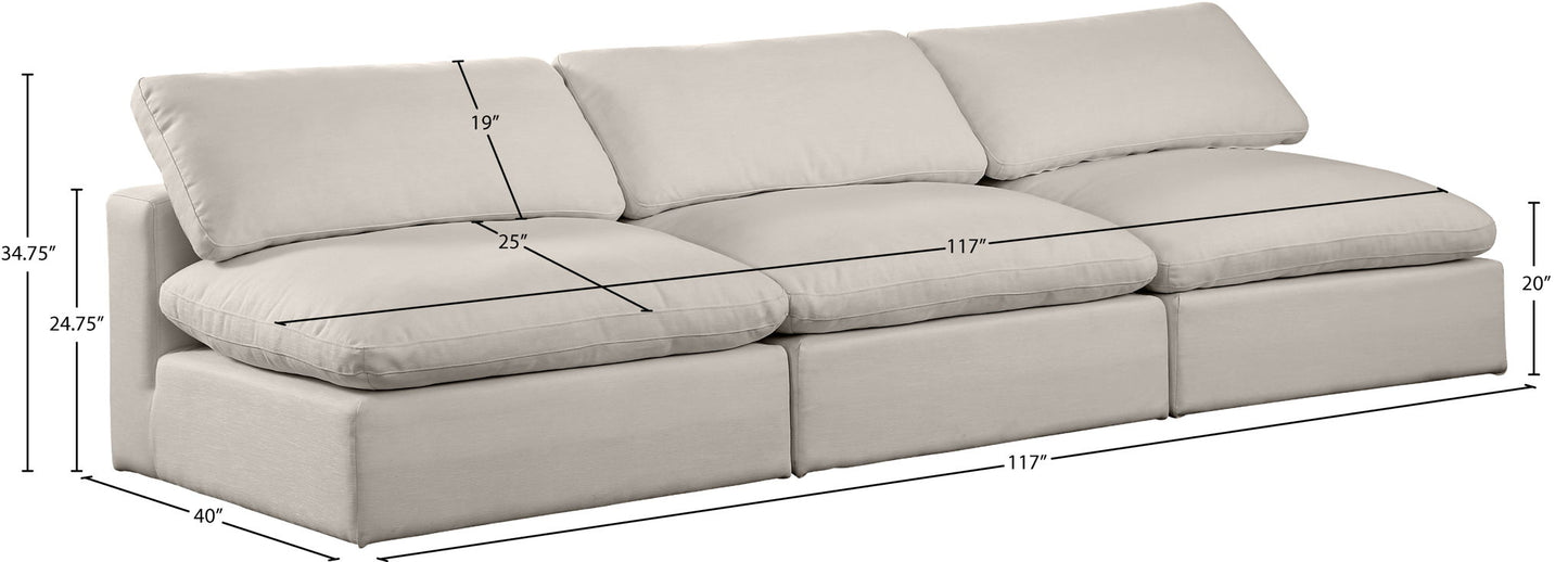 Comfy - Linen Modular Armless Sofa 3 Seats