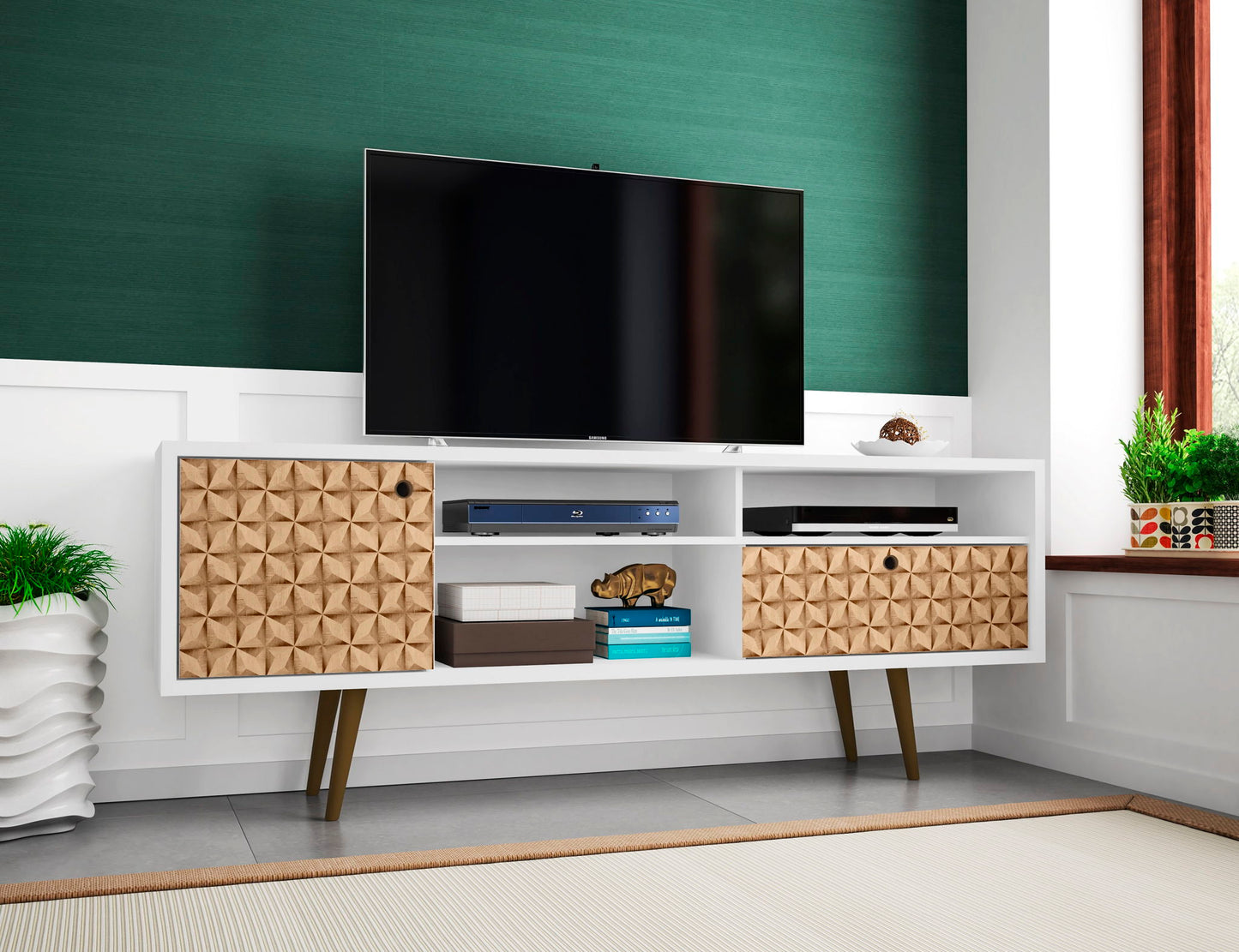 Manhattan Liberty - 71" TV Stand With White Frame