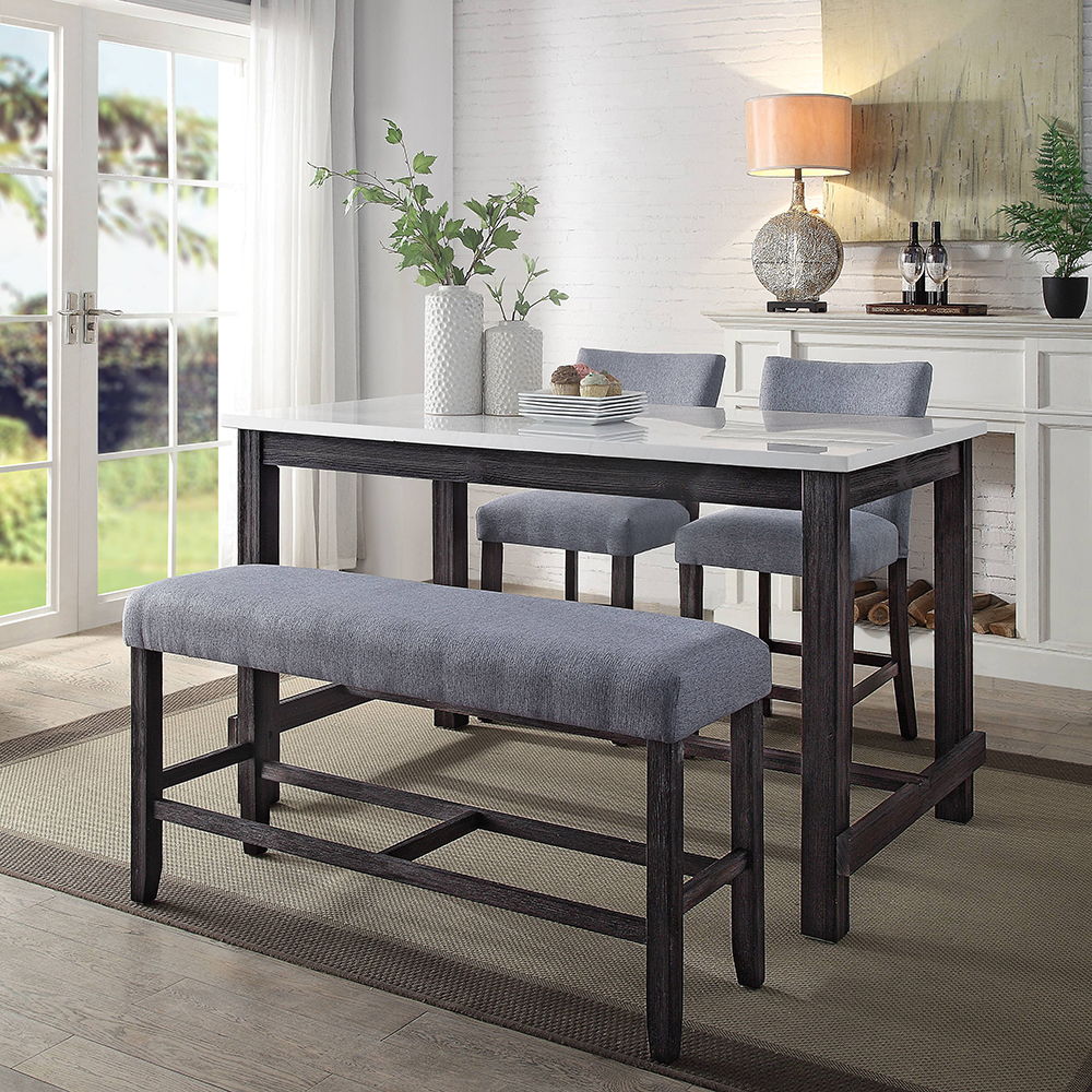 Yelena - Counter Height Table With Marble Top - Marble Top & Weathered Espresso