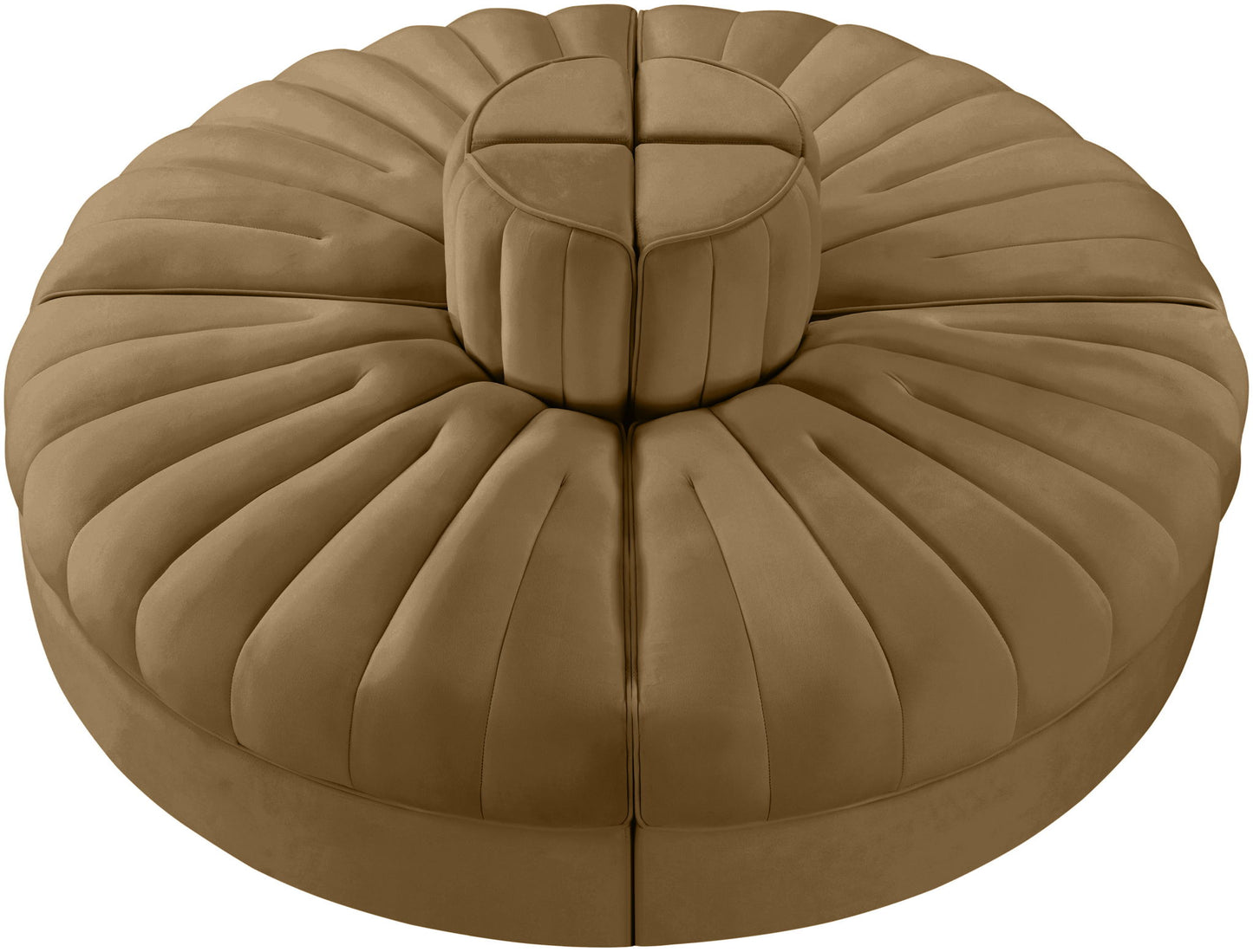 Rummi - Round Velvet Performance Fabric Upholstered 4 Piece Modular Sofa