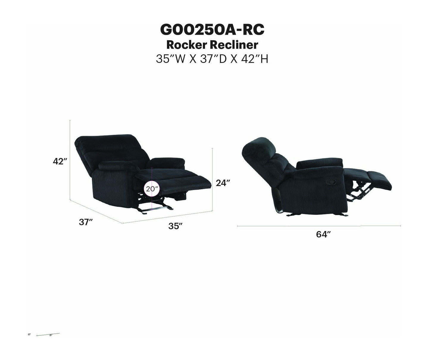 Lucie - Glider Recliner - Black