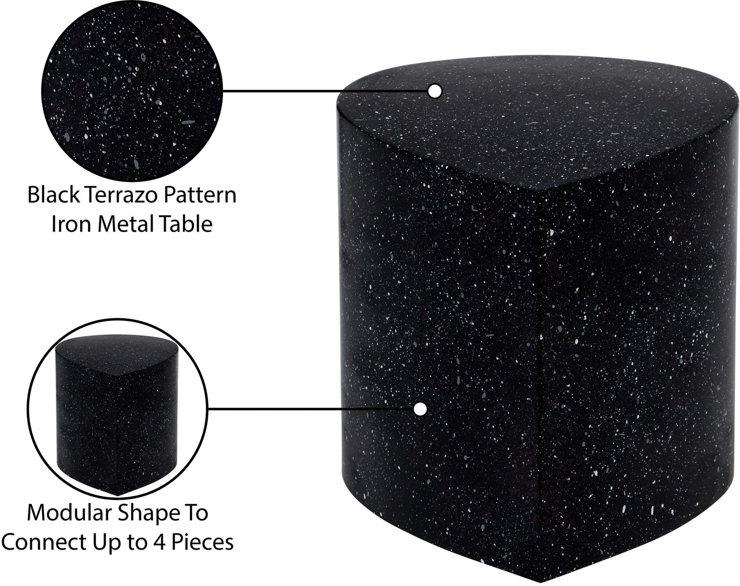 Petal - Iron Coffee Table - Black Terazzo
