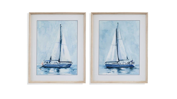 Lone Sailboat Framed Print (Set of 2) - Blue