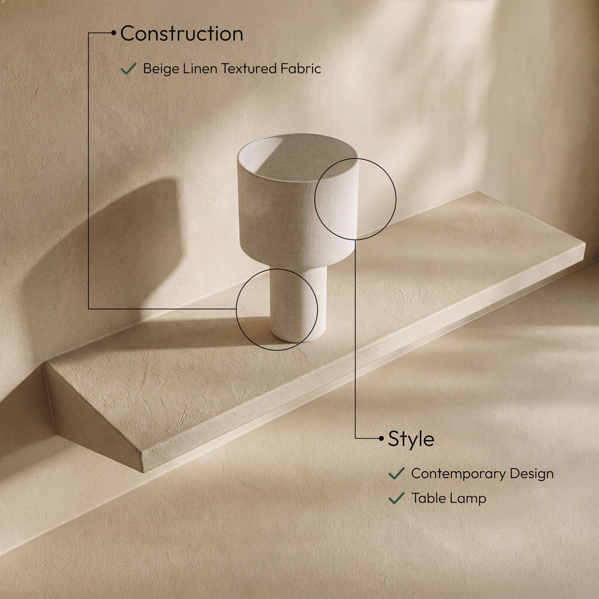 Monarca - Linen Textured Fabric Table Lamp