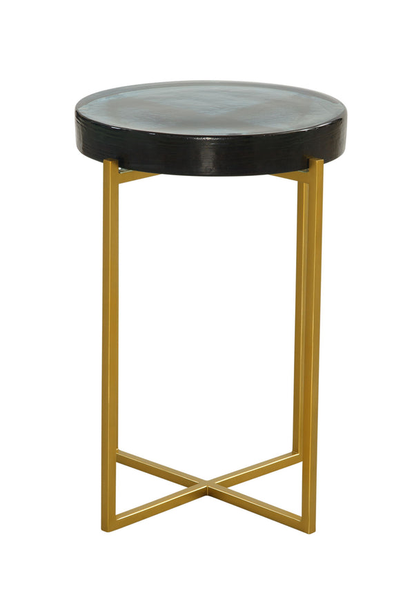 Marilee - Accent Table - Deep Blue / Sleek Brushed Gold