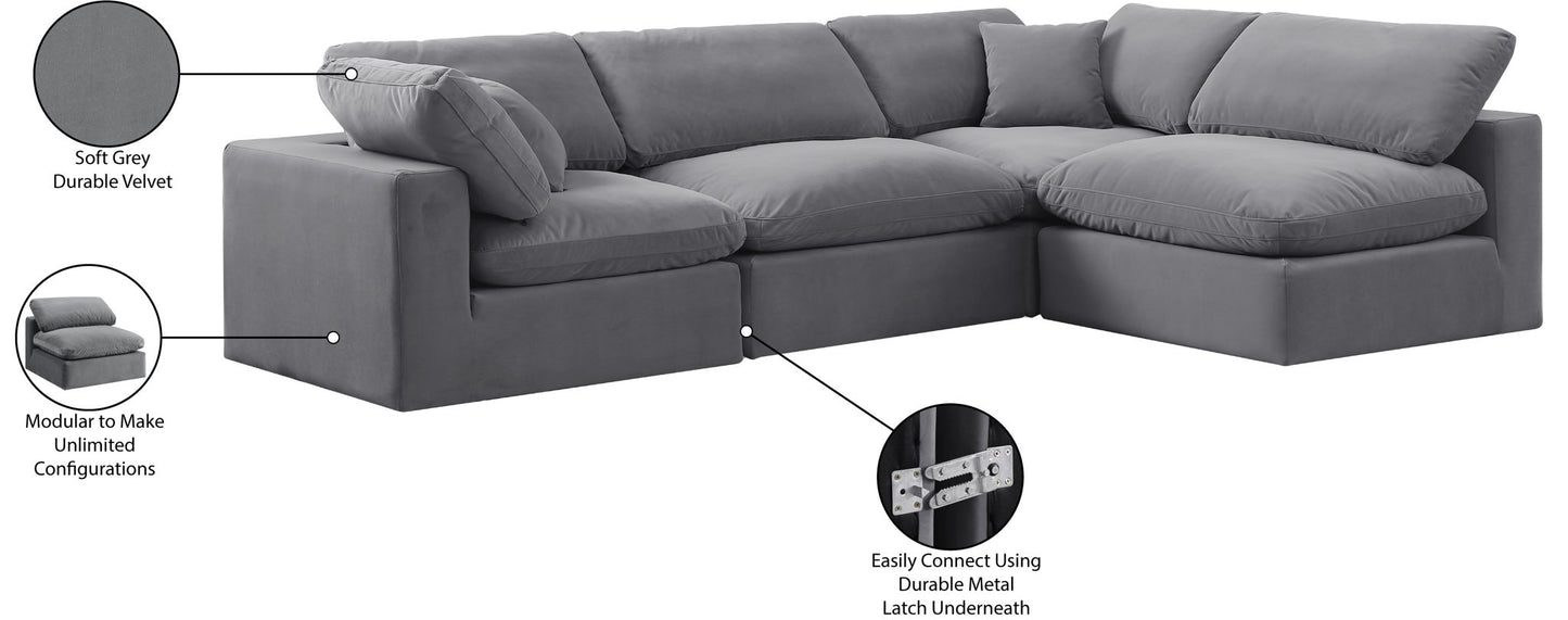 Comfy - 4 Piece Velvet Modular Armless Sectional
