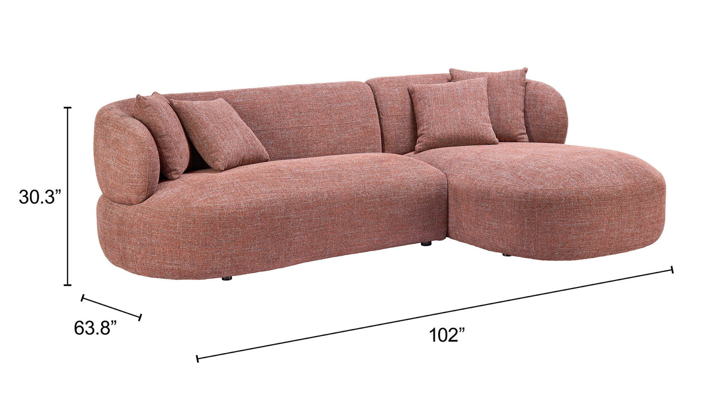 Venezia - Chaise Sectional - Brown