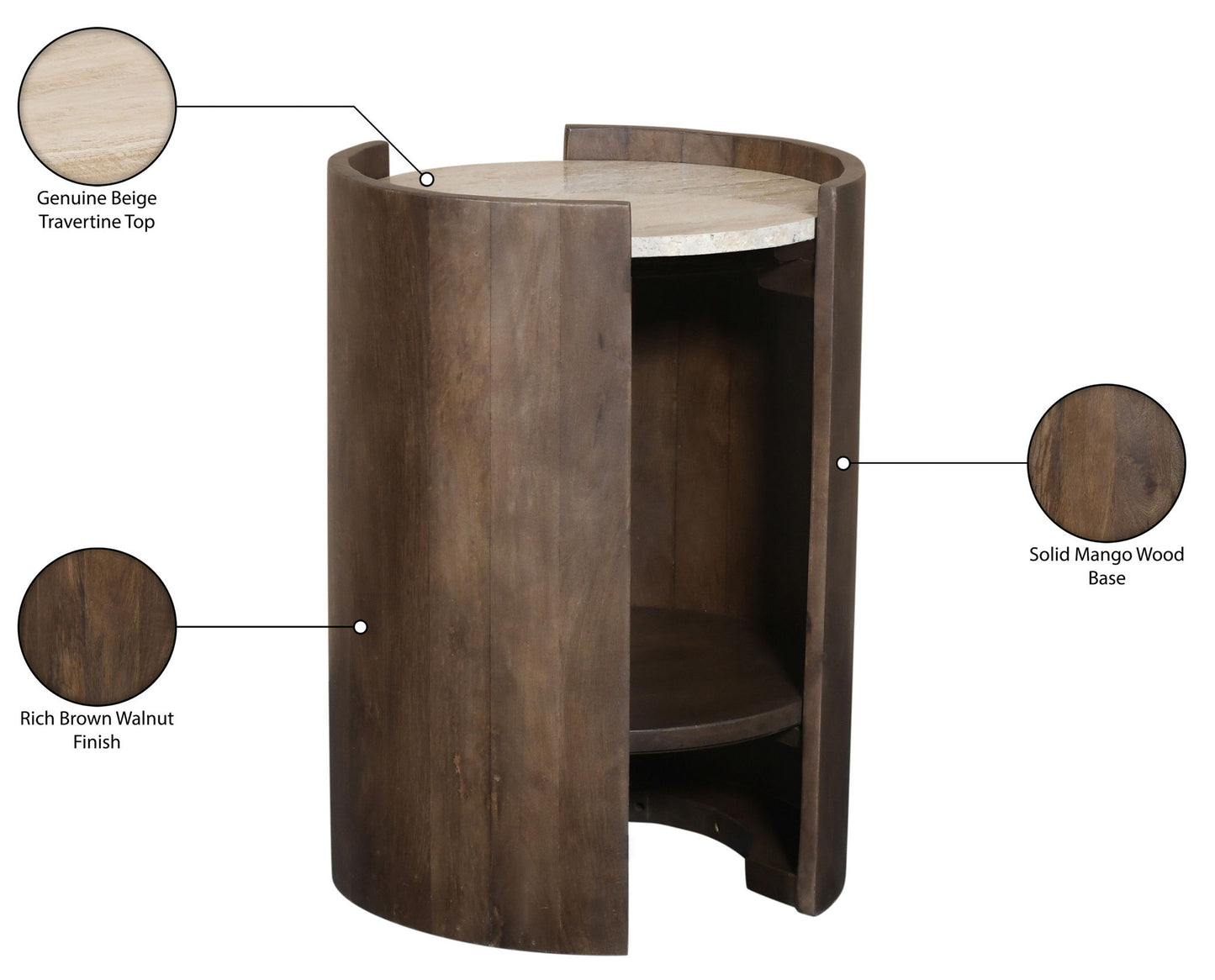 Solstice - Travertine And Mango Wood Table