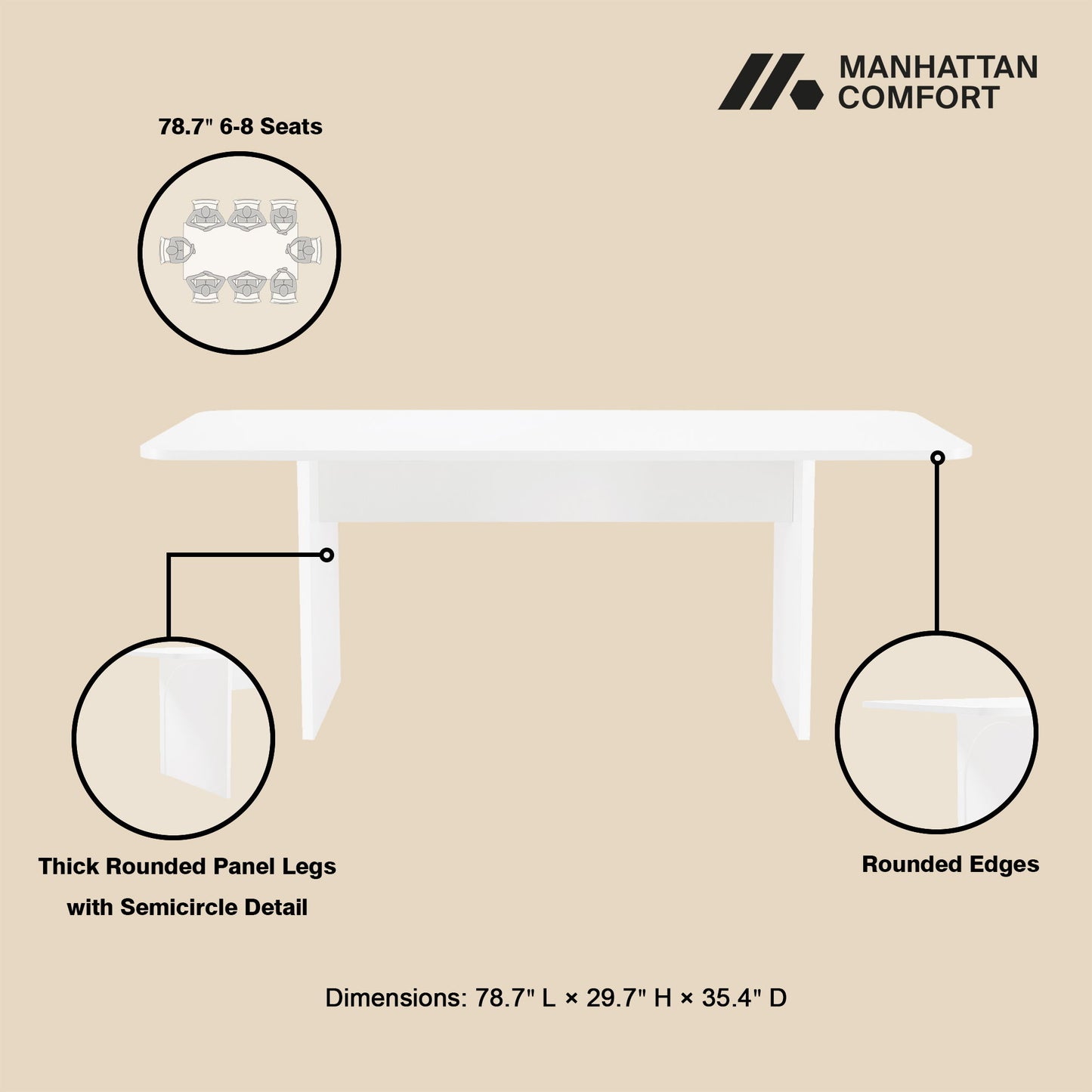 Ella - Dining Table - White