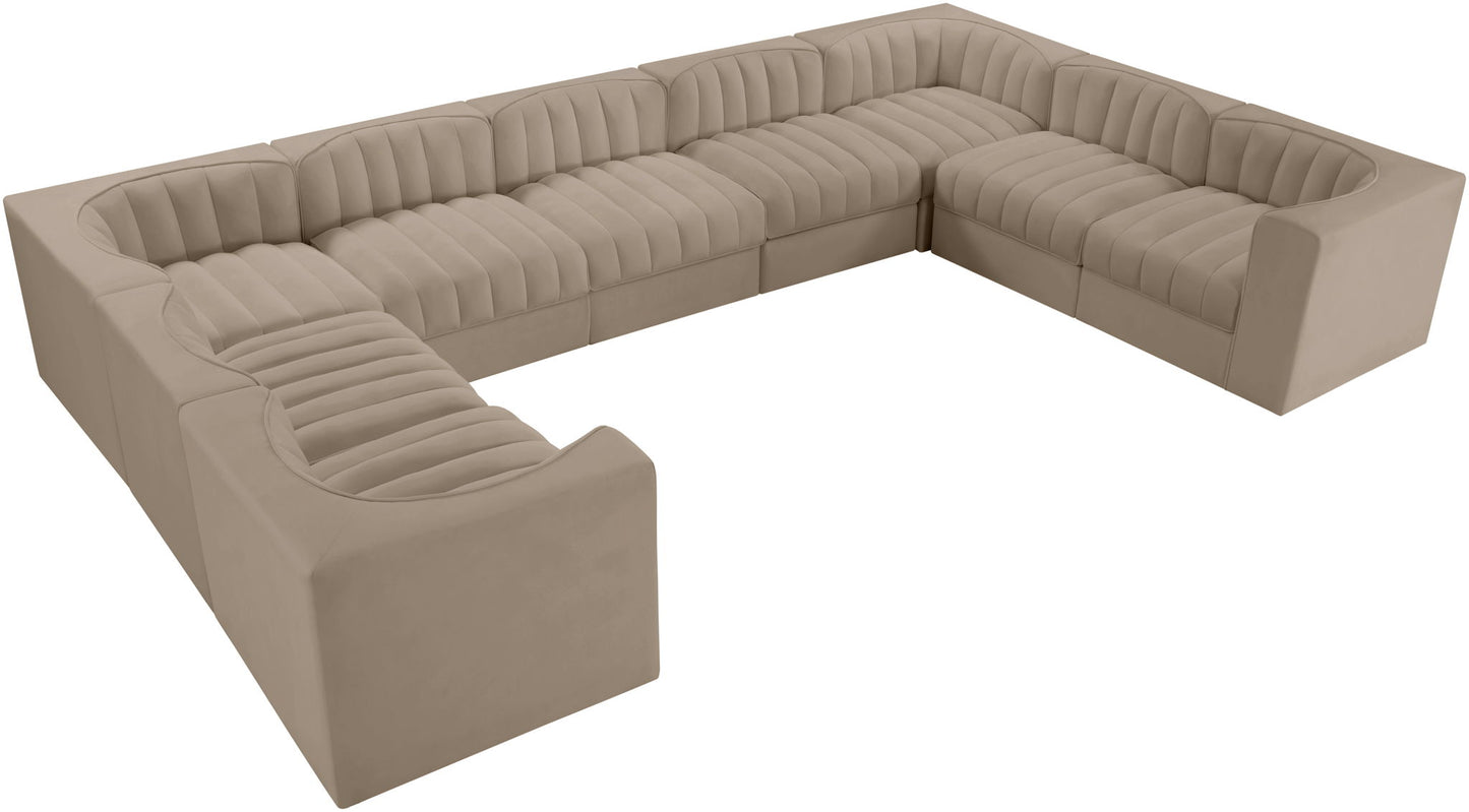 Rummi - Velvet Performance Fabric Upholstered 9 Piece Modular Sectional