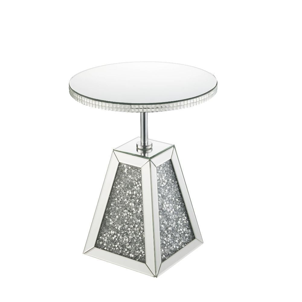 Noralie - 20" Accent Table - Mirrored & Faux Diamonds