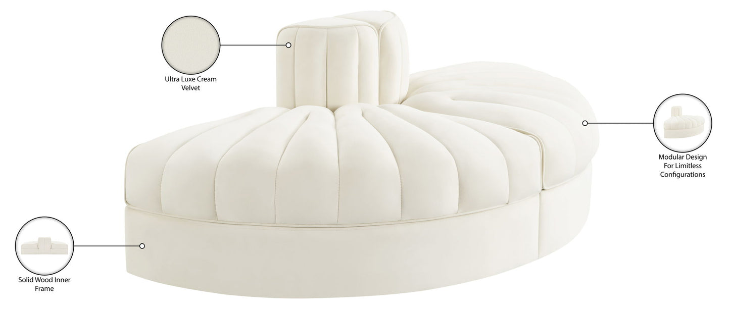 Rummi - Velvet Performance Fabric Upholstered 2 Piece  Rounded Modular Loveseat