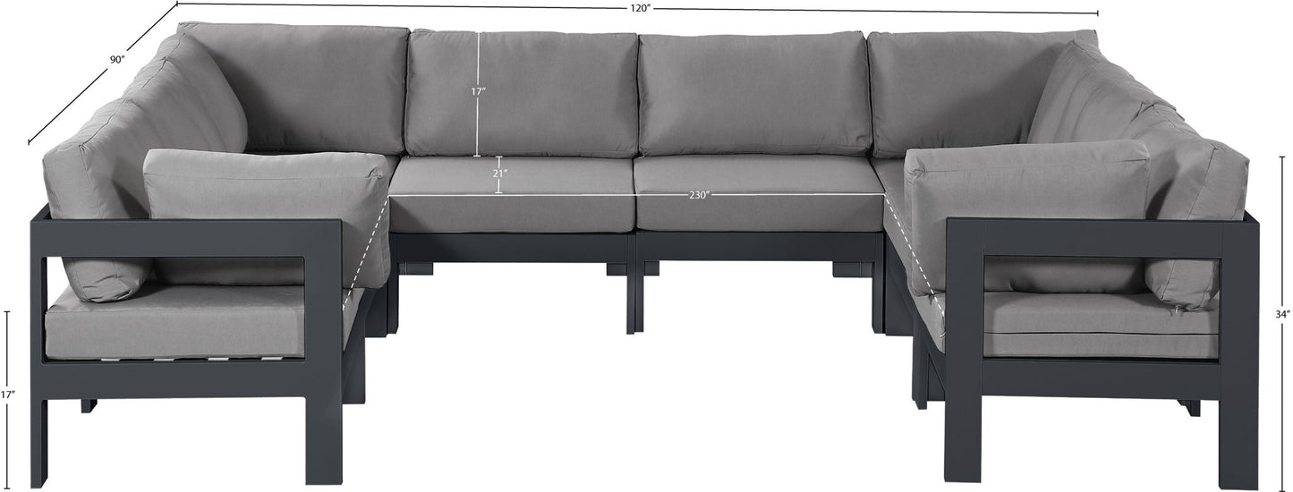 Nizuc - Outdoor Patio 8 Piece Modular Sectional With Gray Frame