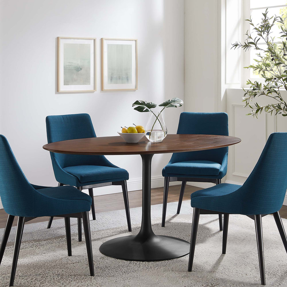 Lippa Oval Wood Dining Table - 60", Black Walnut