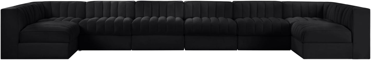 Rummi - Velvet Performance Fabric Upholstered 8 Piece Modular Sectional (With 2 Corner Chairs)