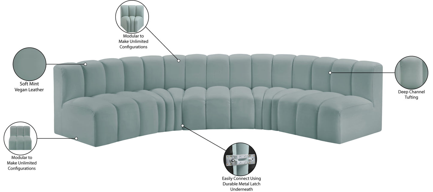 Arc - Faux Leather 5 Piece U-Shaped Modular Sofa
