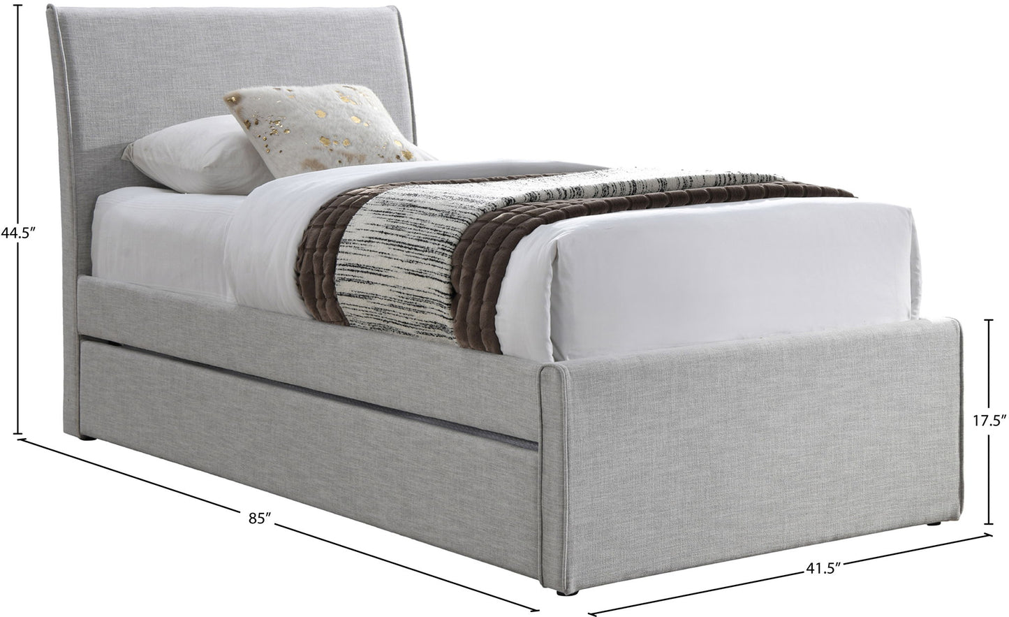 Myles - Linen Twin Trundle Bed