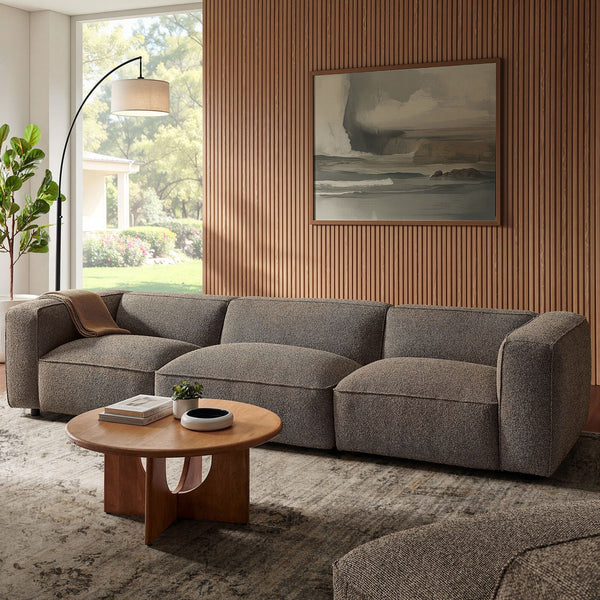 Auren 3 Piece Lattice Boucle Upholstered Modular Sofa - Earth