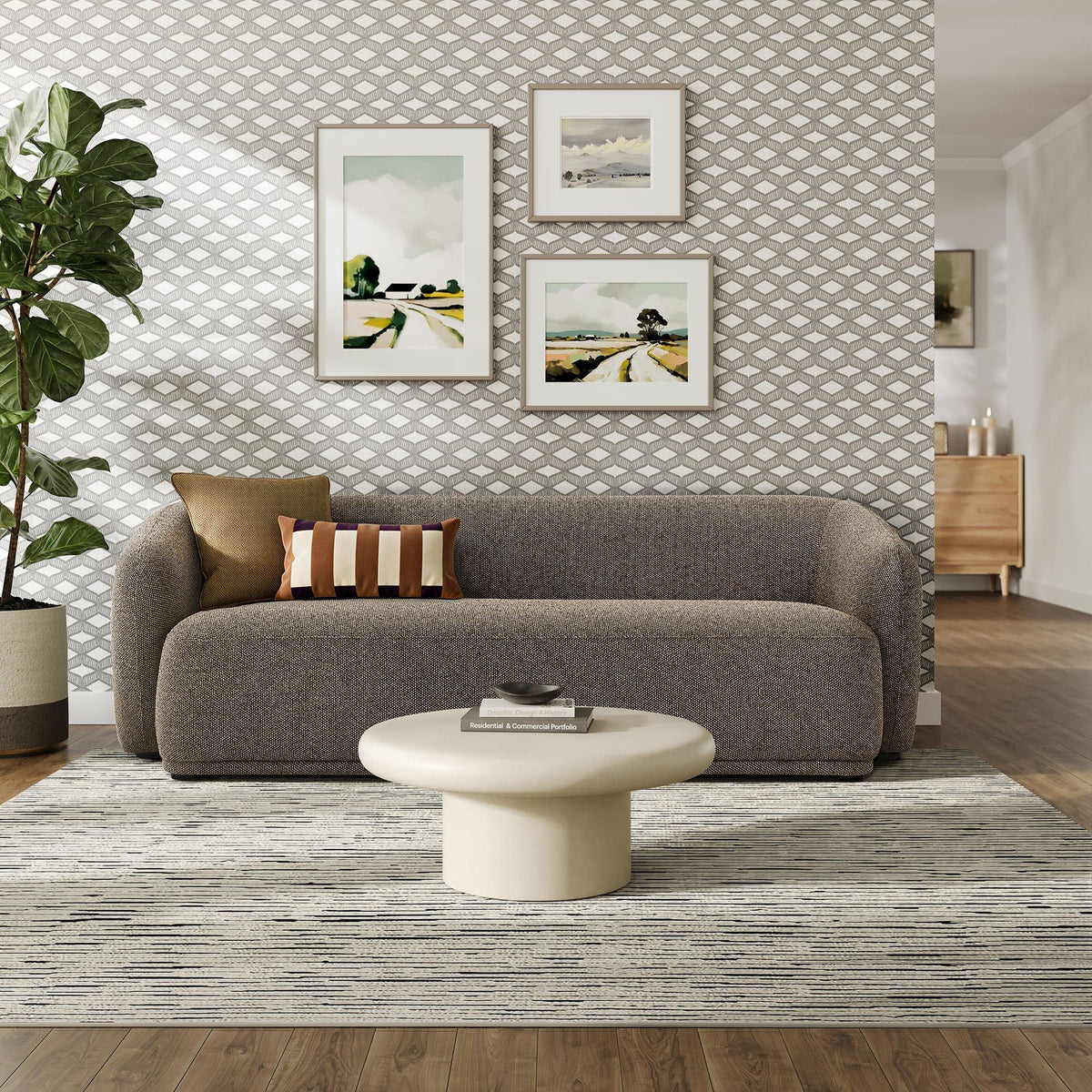 Monica 88 Inch Boucle Fabric Sofa - Earth