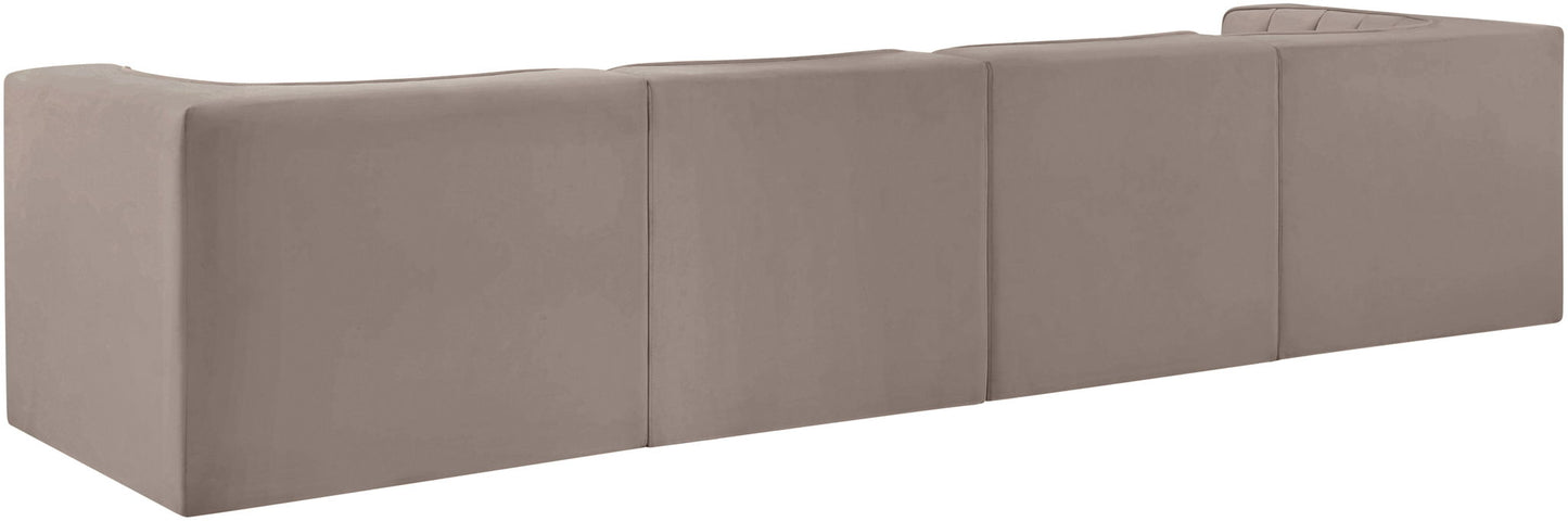 Rummi - Velvet Performance Fabric Upholstered 4 Piece Modular Sofa