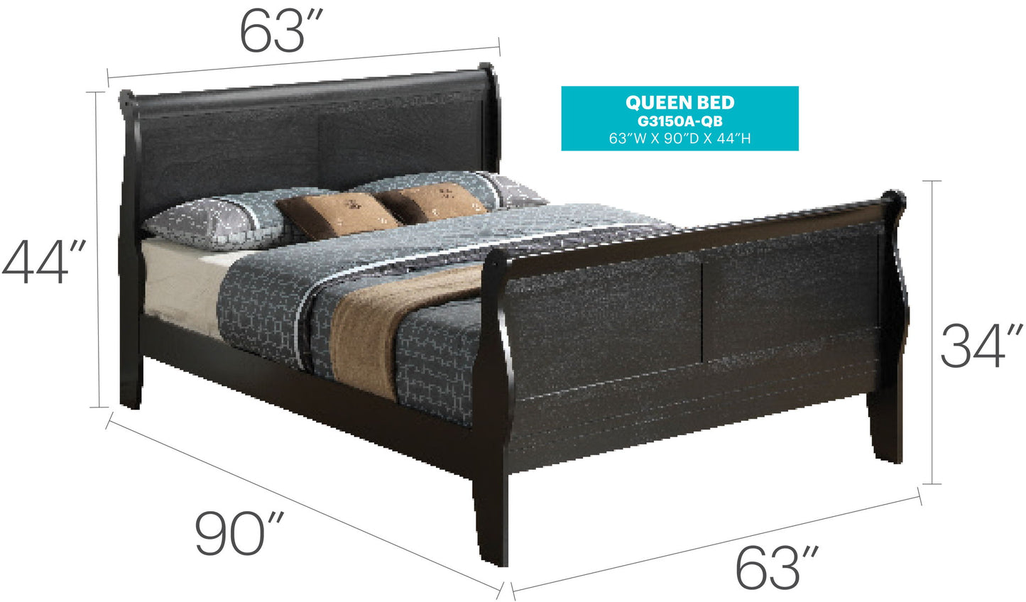 Glory Furniture - Louis Phillipe - Sleigh Bed