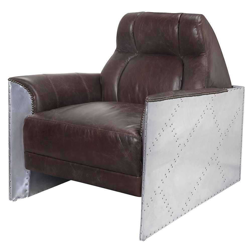 Brancaster - Accent Chair - Espresso Top Grain Leather & Aluminum