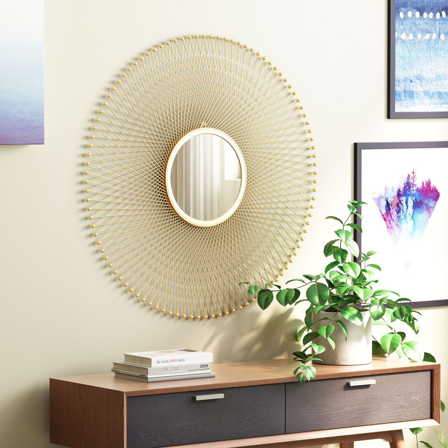 Glow - Round Mirror - Gold