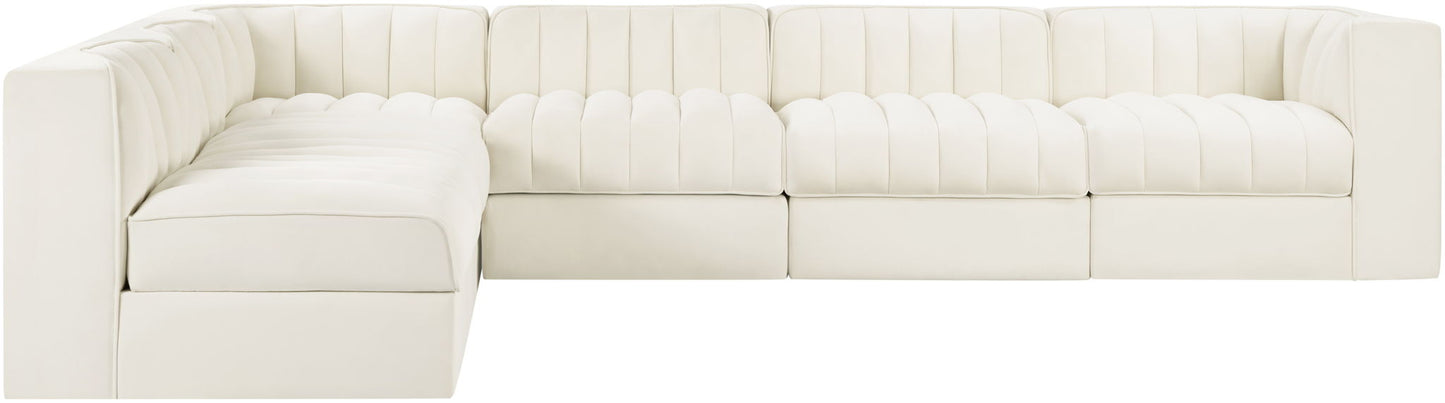 Rummi - Velvet Performance Fabric Upholstered 6 Piece Modular Sectional (With 3 Corner Chairs)