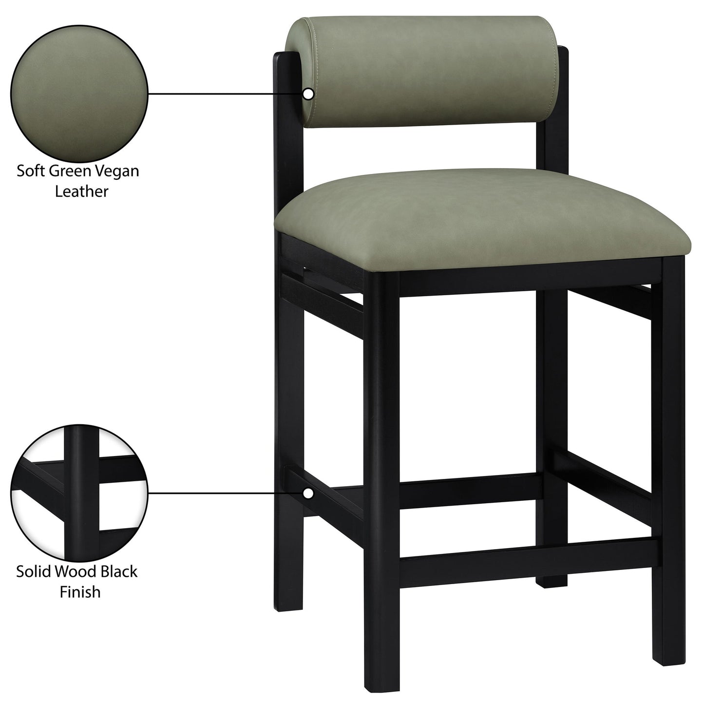 Roundhill - Faux Leather Counter Stool - Black Frame