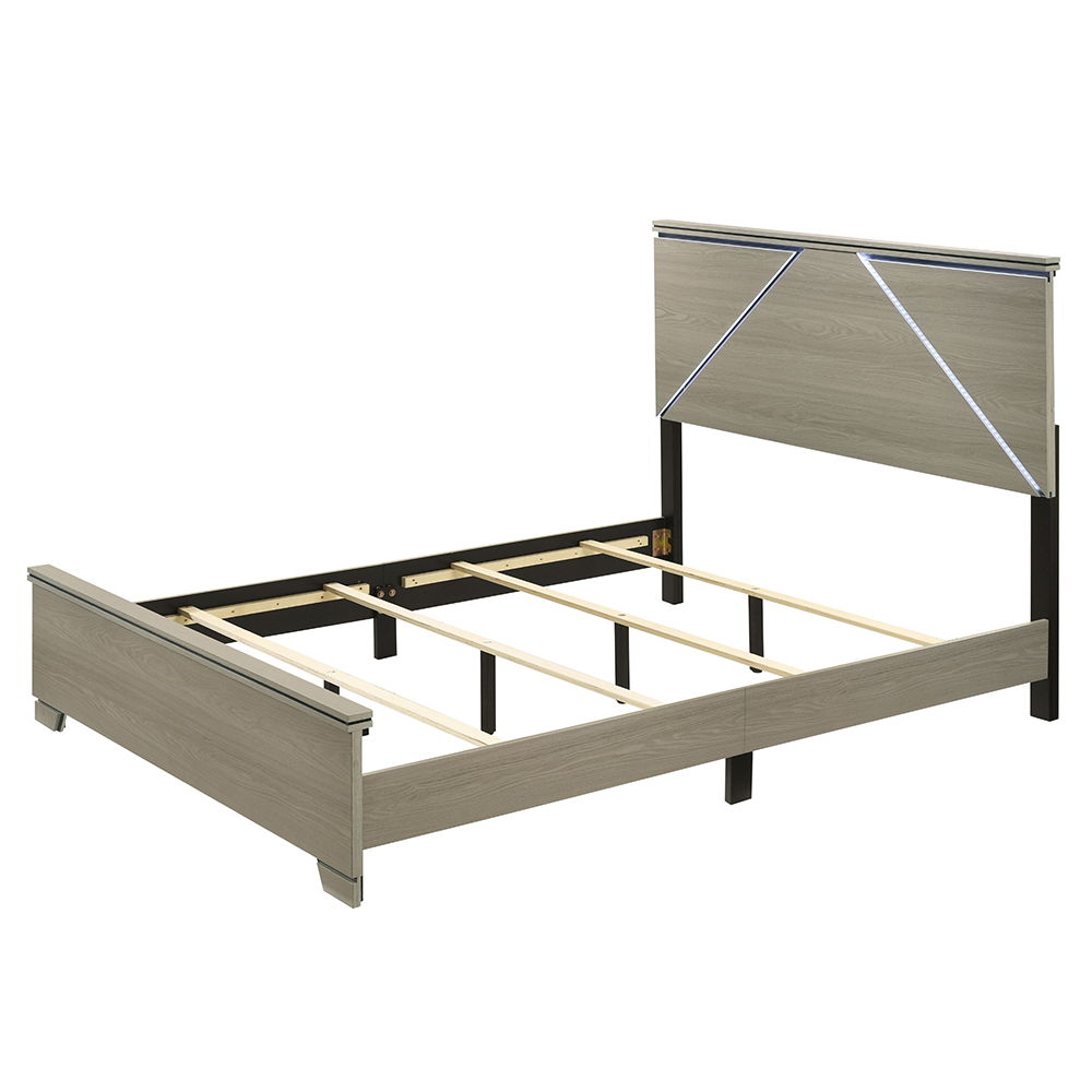 Joanna - Queen Bed With LED - Weathered Gray