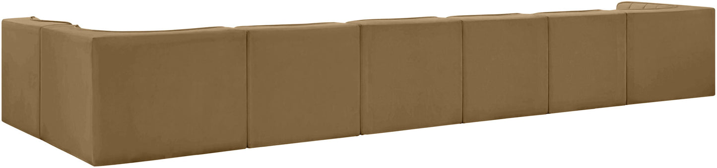 Rummi - Velvet Performance Fabric Upholstered 7 Piece Modular Sectional, L-Shaped (Right)