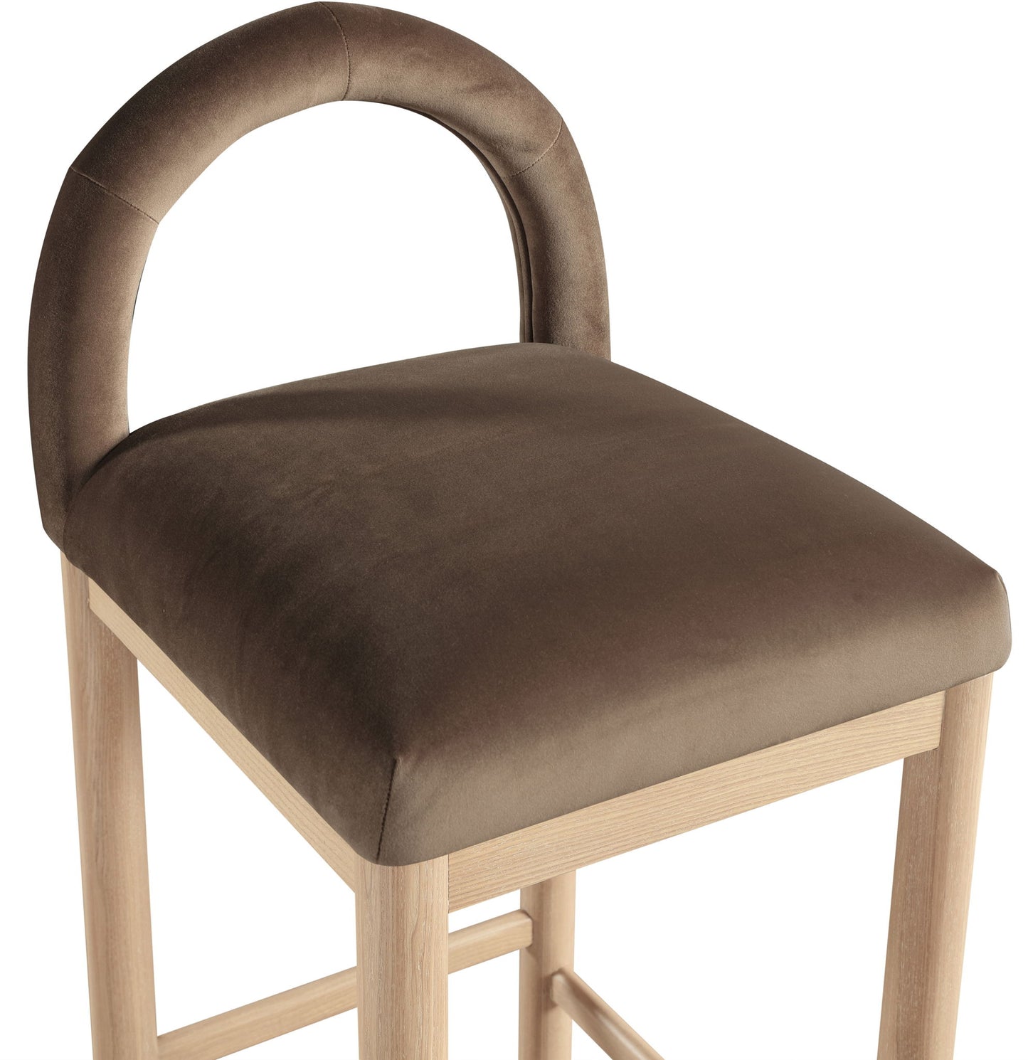 Conrad - Velvet Counter Stool With Natural Legs