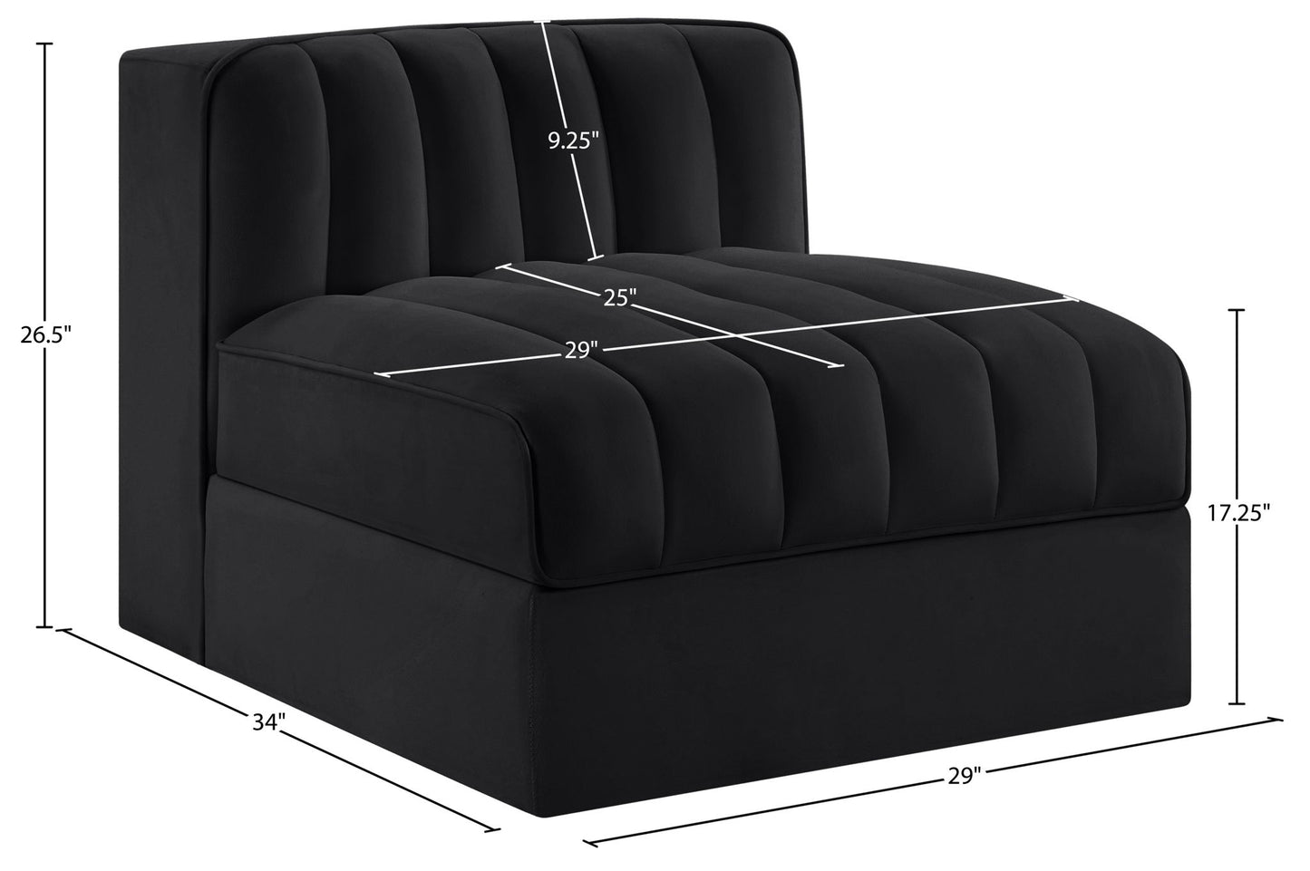 Rummi - Velvet Performance Fabric Upholstered Modular Armless Chair