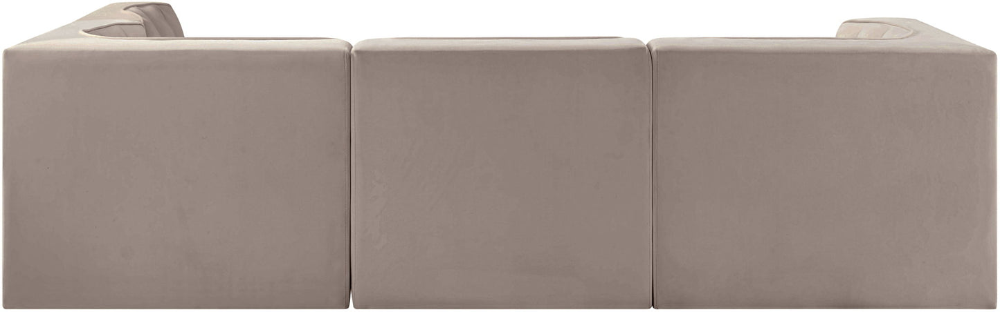 Rummi - Velvet Performance Fabric Upholstered 4 Piece Modular Sectional