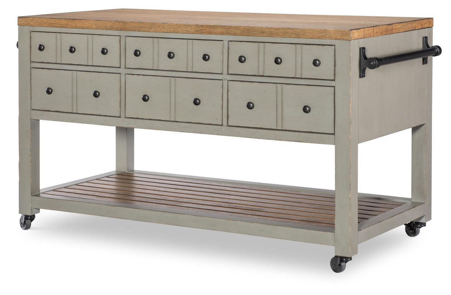 Vintage Market - Kitchen Island 6 Drawer With Casters