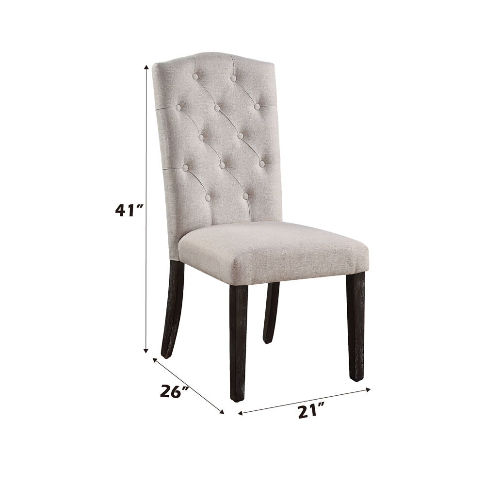 Gerardo - Side Chair (Set of 2) - Beige Linen & Weathered Espresso