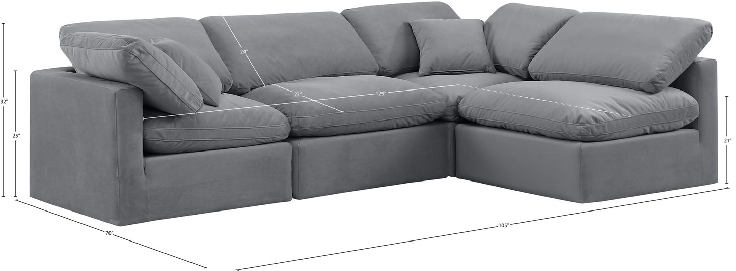 Indulge - Velvet 4 Piece Modular Sectional