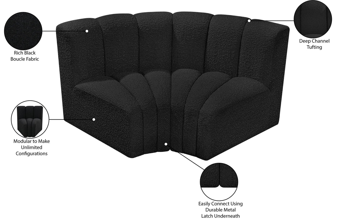 Arc - Boucle Fabric 2 Piece Modular Sofa