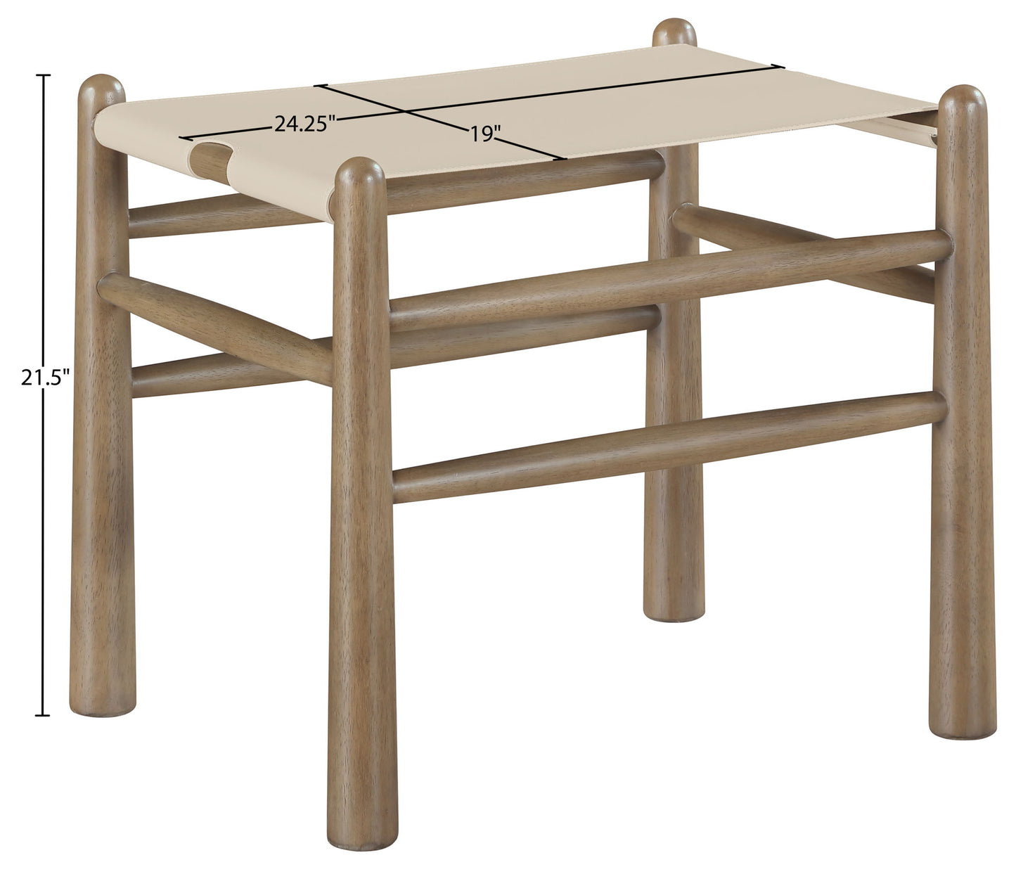 Santos - Faux Leather Upholstered Bench - Walnut Frame