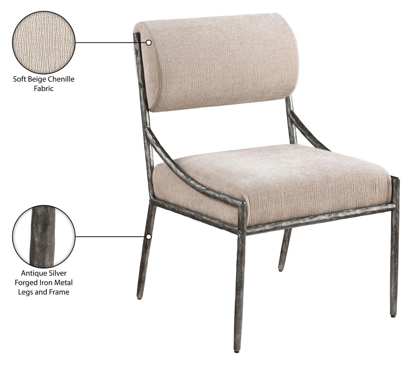 Bastille - Upholstered Dining Side Chair (Set of 2) - Silver Frame