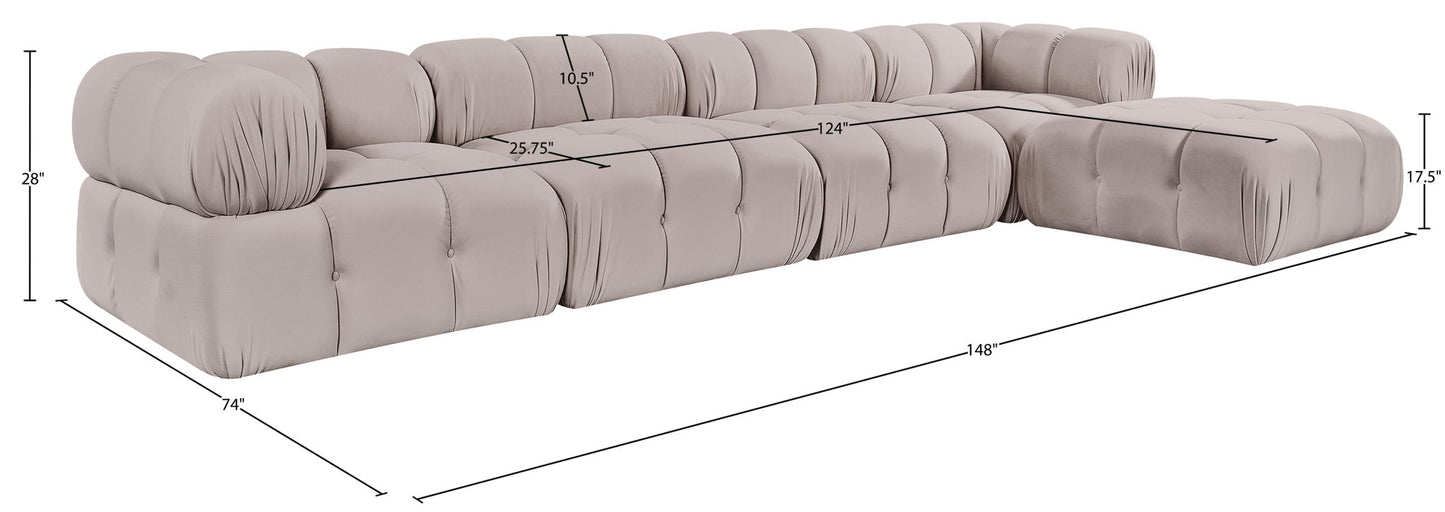 Orin - Fabric Velvet 5 Piece Modular Sectional