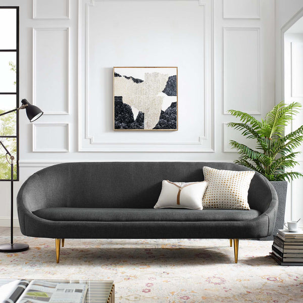 Sublime Vertical Curve Back Fabric Sofa - Gray
